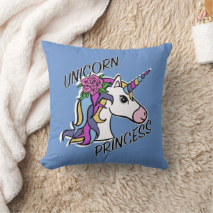 Unicorn Princess Design - Throw Pillow 16" x 16"