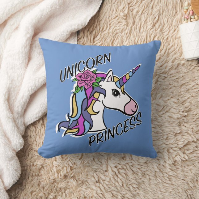 Unicorn Princess Design - Throw Pillow 16" x 16" (Blanket)