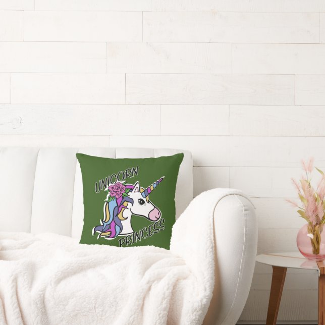 Unicorn Princess Design - Throw Pillow 16" x 16" (Couch)