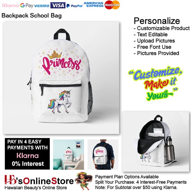 Unicorn Princess Dreamy Fantasy School Supplies 11 Printed Backpack (Unicorn Princess Dreamy Fantasy School Supplies Printed Backpack 11.)