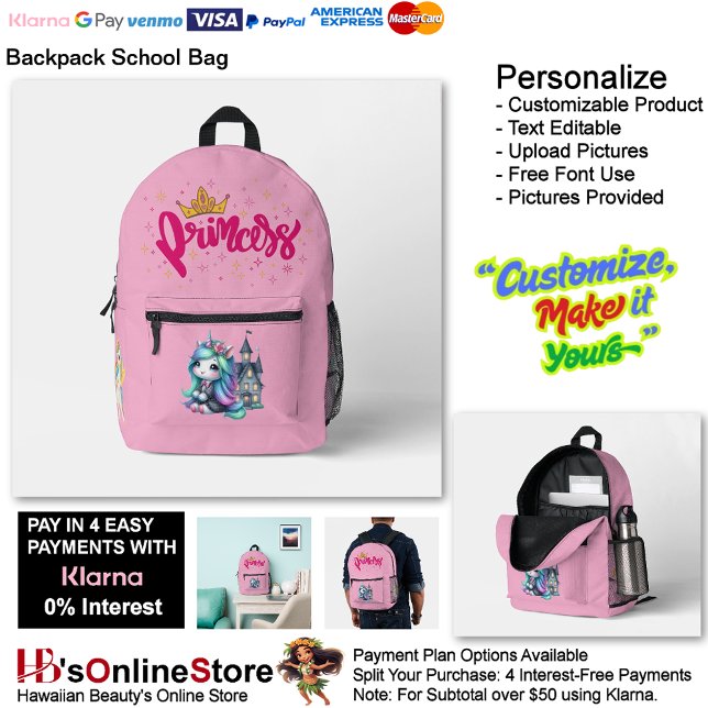 Unicorn Princess Dreamy Fantasy School Supplies 18 Printed Backpack (Unicorn Princess Pink Fantasy School Supplies Printed Backpack 18.)