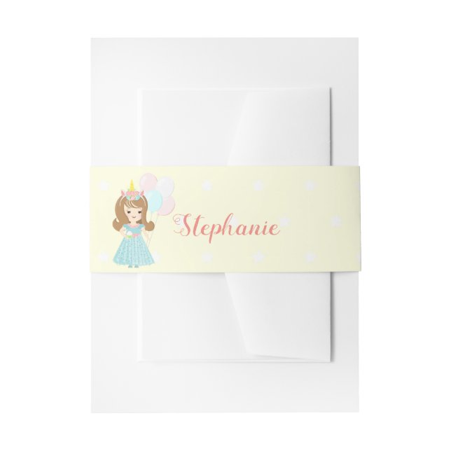 Unicorn Princess Invitation Belly Band (Front Example)