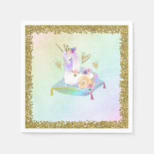 Unicorn Princess Iridescent Rainbow Pastel Party Napkin