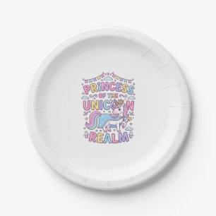 Unicorn Princess of the Unicorn Realm Charming POD Paper Plate