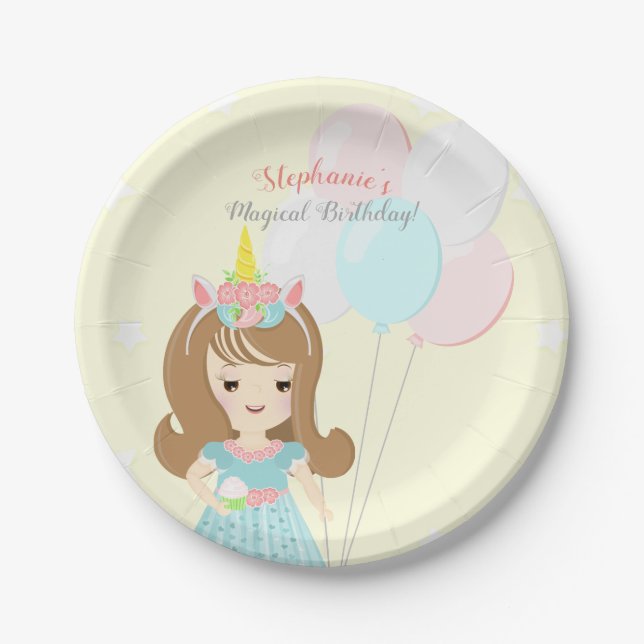 Unicorn Princess Paper Plate (Front)