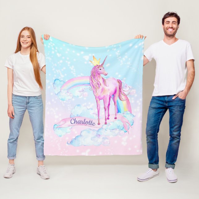 Unicorn Princess Personalised Unicorn Blanket (In Situ)