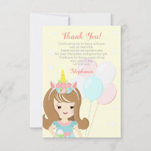 Unicorn Princess Thank You Card