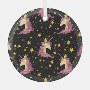 Unicorn Princess: Watercolor Fairy Tale Glass Tree Decoration