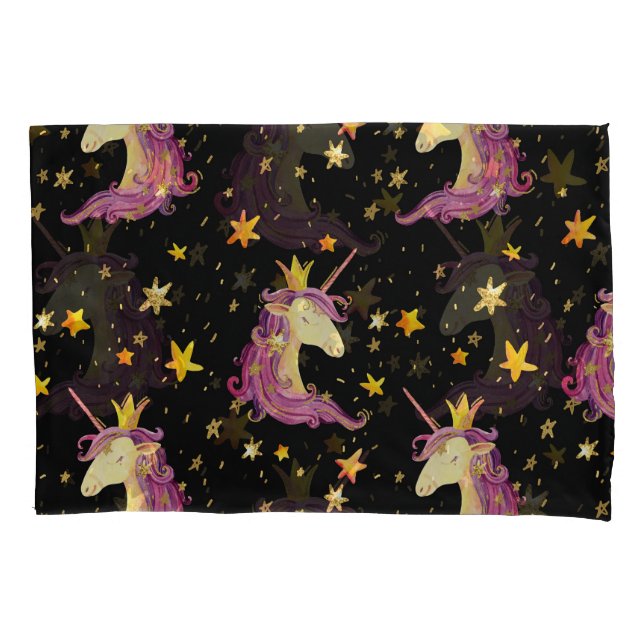 Unicorn Princess: Watercolor Fairy Tale Pillowcase (Front)