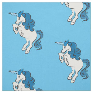 Unicorn Print Cotton Fabric By the Yard   Blue