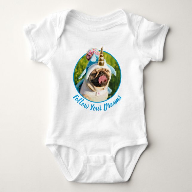 Unicorn Pug Baby Bodysuit (Front)