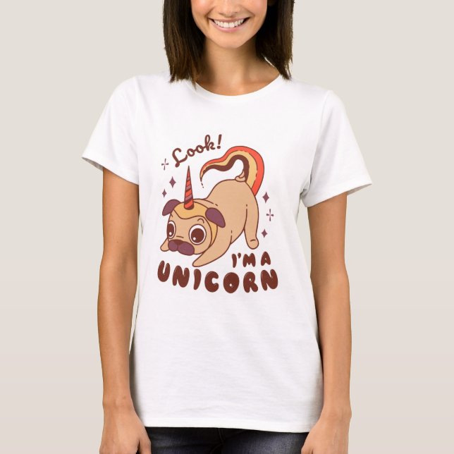 Unicorn Pug Dog T-Shirt (Front)