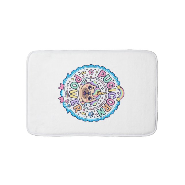 Unicorn Pugicorn Power Funny Cute Gift Design_1 Bath Mat (Front)
