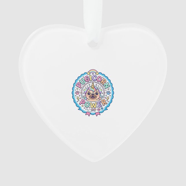 Unicorn Pugicorn Power Funny Cute Gift Design_1 Ornament (Front)