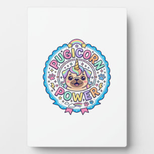 Unicorn Pugicorn Power Funny Cute Gift Design_1 Plaque