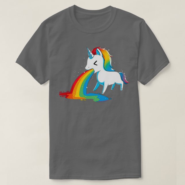 Unicorn Puking Rainbows Funny Unicorn T-Shirt (Design Front)