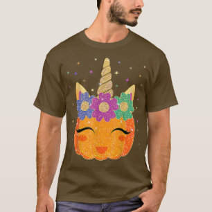 Unicorn Pumpkin Halloween Thanksgiving Girls Boys T-Shirt