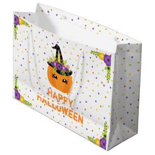 Unicorn Pumpkin Happy Halloween White Large Gift B Large Gift Bag
