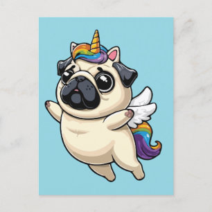 Unicorn pup  holiday postcard