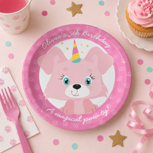 Unicorn Puppy Birthday Paper Plate