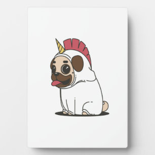Unicorn Puppy Cute Pug Dog Lover Gift Plaque