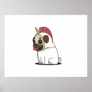 Unicorn Puppy   Cute Pug Dog Lover Gift Poster