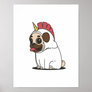 Unicorn Puppy Cute Pug Dog Lover Gift Poster