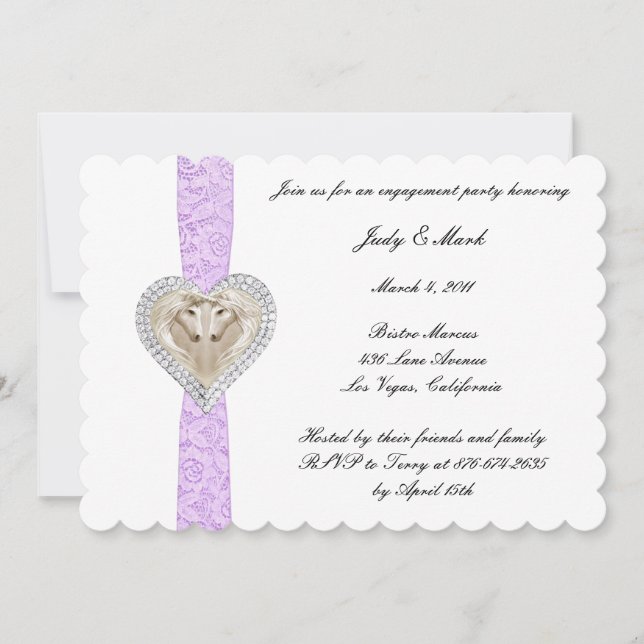 Unicorn Purple Lace Engagement Party Invitation (Front)