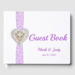 Unicorn Purple Lace Ribbon Wedding Guestbook