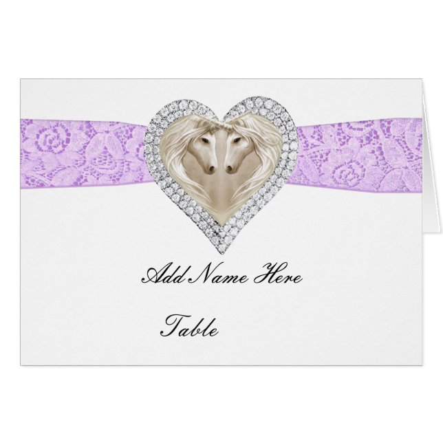 Unicorn Purple Lace Table Place Card (Front Horizontal)