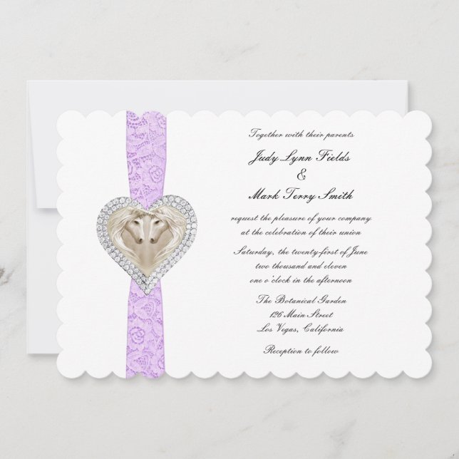 Unicorn Purple Lace Wedding Invitation (Front)