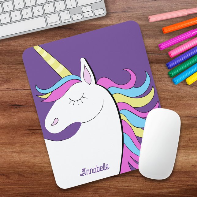 Unicorn Purple Pink Kids Adults Mouse Pad (Unicorn Pink Purple Personalized Mousepad)