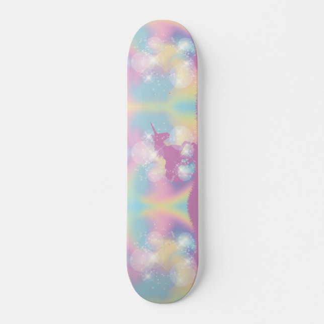 Unicorn Purple Sparkle Princess Purple Pink Pastel Skateboard (Front)