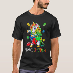 Unicorn Puzzle Autism Awareness Embrace Difference T-Shirt