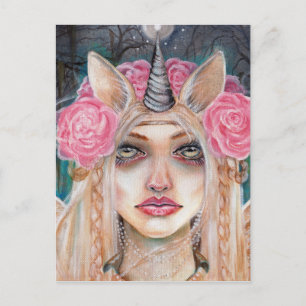 Unicorn Queen w Golden Eyes Postcard