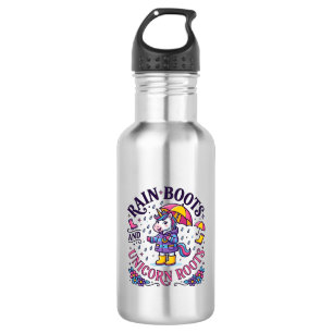 Unicorn Rain Boots and Unicorn Roots Commercial Sh 532 Ml Water Bottle