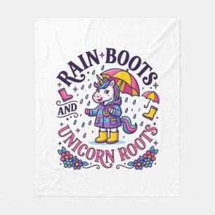 Unicorn Rain Boots and Unicorn Roots Commercial Sh Fleece Blanket