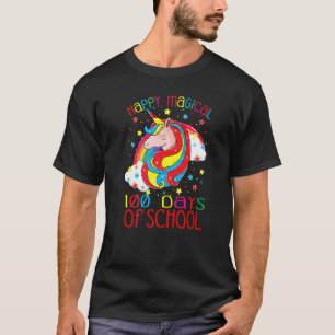 Unicorn Rainbow 100th Days Happy Magical 100 Days  T-Shirt