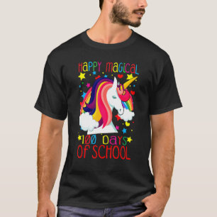 Unicorn Rainbow 100th Days Happy Magical 100 Days  T-Shirt