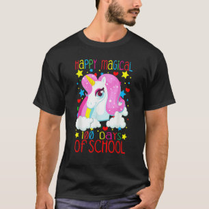 Unicorn Rainbow 100th Days Happy Magical 100 Days  T-Shirt