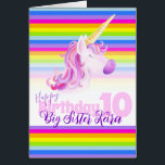 Unicorn rainbow 10th Sister birthday card<br><div class="desc">Whimsy unicorn rainbow 10th Sister name birthday card. Customise / personalise this card with your own personal message in side and name and relationship on the outside. Unique watercolor painting art and design by Sarah Trett. www.sarahtrett.com for www.mylittleeden.com on zazzle.</div>