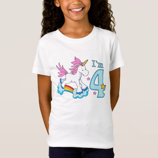 Unicorn Rainbow 4th Birthday T-Shirt (Front)