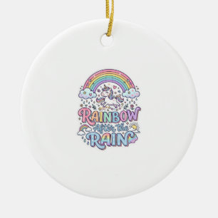 Unicorn Rainbow After the Rain Premium Vector Typo Ceramic Tree Decoration