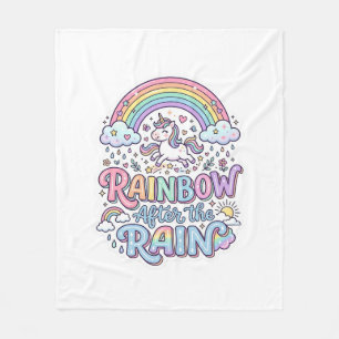 Unicorn Rainbow After the Rain Premium Vector Typo Fleece Blanket