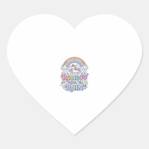 Unicorn Rainbow After the Rain Premium Vector Typo Heart Sticker