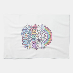 Unicorn Rainbow After the Rain Premium Vector Typo Tea Towel
