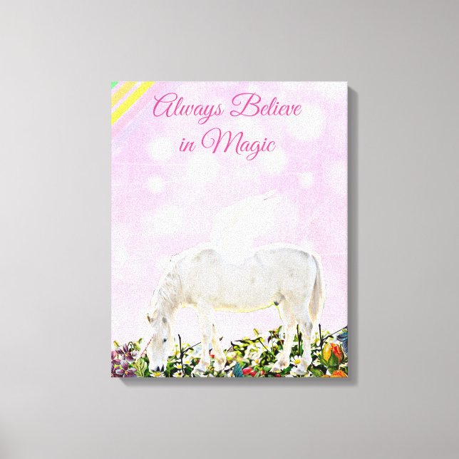 Unicorn Rainbow Always Believe in Magic Wall Art (Front)
