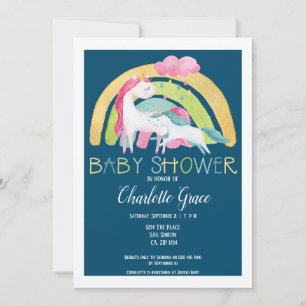 Unicorn Rainbow Baby Shower Boy or Unisex Announcement
