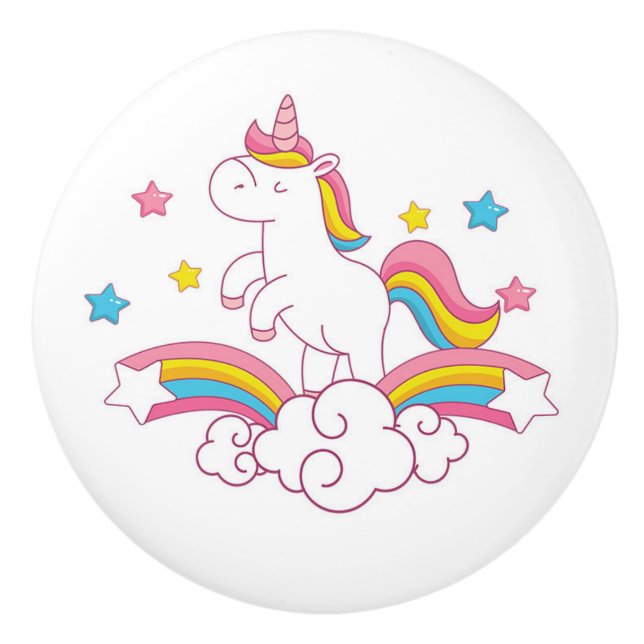 Unicorn rainbow bedroom decor, drawer knob (Front)