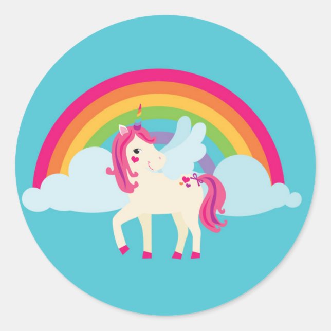 Unicorn Rainbow Birthday Baby Envelope Sticker (Front)